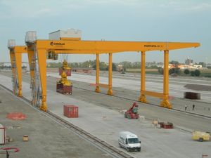 козловой кран на рейке