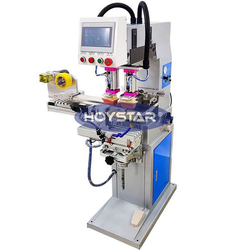Машина для тампопечати с закрытым красочным аппаратом - GW-P2S-R - Dongguan Hoystar Printing Machinery Co.,Ltd - 2-цветная / поворотная / с сенсорным экраном