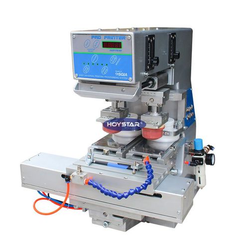 Машина для тампопечати с закрытым красочным аппаратом - GW-MINI2S-CP - Dongguan Hoystar Printing Machinery Co.,Ltd - 2-цветная / для письменного стола / с выходным столом