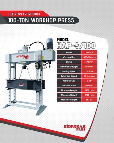 Гидравлический пресс - HAP-S/100 - HIDROKAR PRES INDUSTRY AND TRADE CO. - механизированный / с ручным управлением / для штамповки