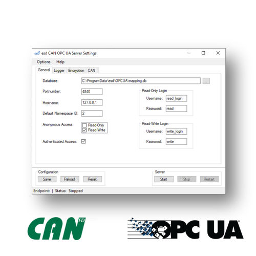 Программное обеспечение развития - CAN-OPC UA Server - esd electronics gmbh - конфигурация / для картографии / для обмена данных