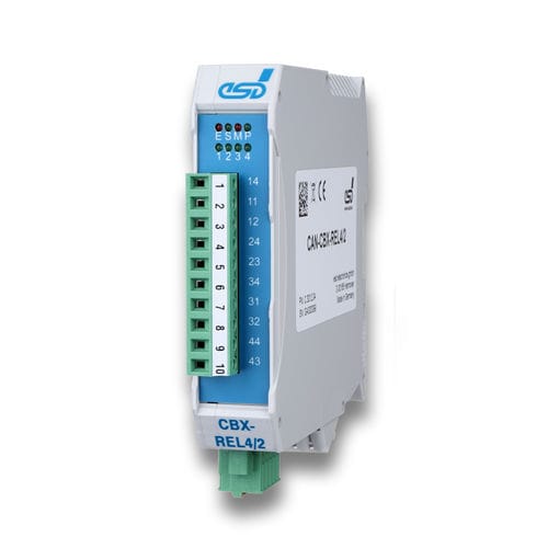 Модуль входа/выхода CANopen - CAN-CBX-REL4/2 - esd electronics gmbh - аналоговый / с релейным выходом / 4 релейных выхода