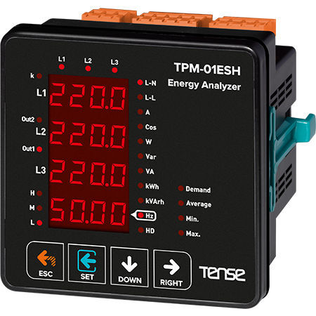 Анализатор сети перем. тока - TPM-01 ESH - Tense Electronic - напряжения / коэффициента мощности / встраиваемый