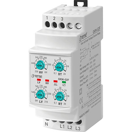 Реле для контроля скачков напряжений - GKM-02F - Tense Electronic - недонапряжение / порядка чередования фаз / на DIN-рейке