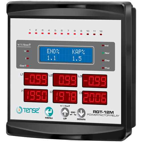 Трехфазовый регулятор реактивной мощности - RGT-12M - Tense Electronic - с мультиметром / 12 уровней
