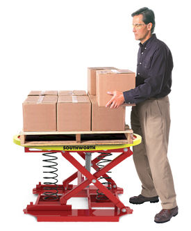 Ножничный подъемный стол - PalletPal 360­™ - SOUTHWORTH - с педалью / стационарный / для загрузки