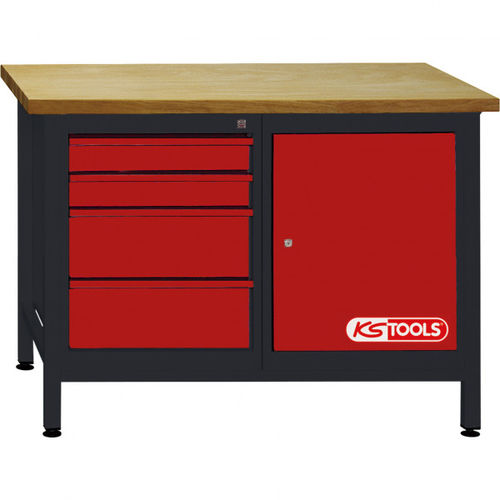 Верстак из стали - 865.0006 - Kstools  - для цеха / с 4 выдвижными ящиками / для двери