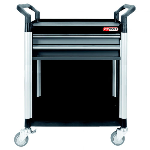 Тележка для цеха - 800.0031 - Kstools  - из пластика / 2 уровня / с выдвижным ящиком
