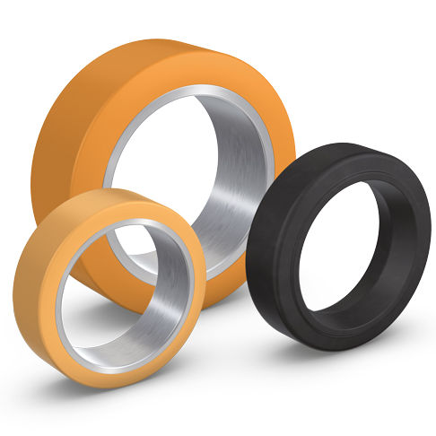 Промышленная шина - VULKOLLAN® - RÄDER-VOGEL RÄDER- UND ROLLENFABRIK GMBH & CO. KG - для вилочного погрузчика / 11" / напрессованная на обод
