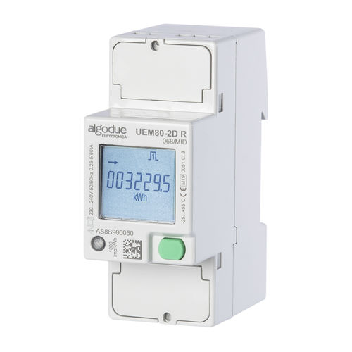 Монофазовый Электрический счетчик электроэнергии - UEM80-2D - Algodue Elettronica - на DIN-рейке / с дисплеем LCD / 50 Гц