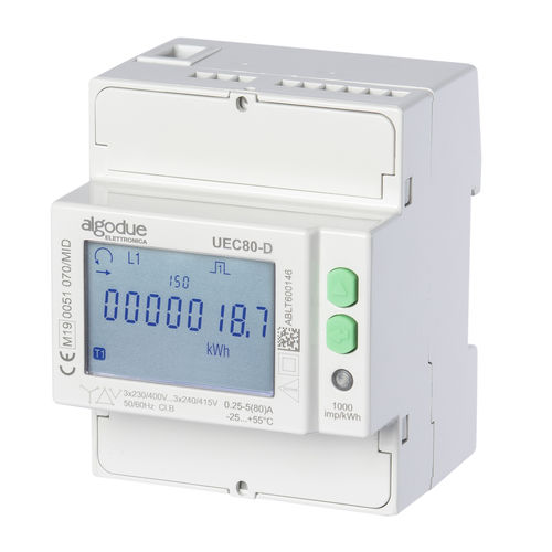 Трехфазовый Электрический счетчик электроэнергии - UEC80-D - Algodue Elettronica - на DIN-рейке / 50 Гц / с дисплеем LCD