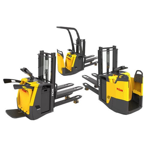 Штабелер для одновременной перевозки 2 поддонов - SRD series - TCM Forklifts - электрический / с платформой для оператора / стоячий