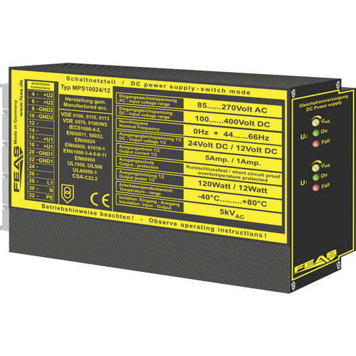 Источник электропитания стойка 19 дюймов - MPS10024/12-1 - FEAS GmbH - на DIN-рейке / для монтажа в стойку / настенный