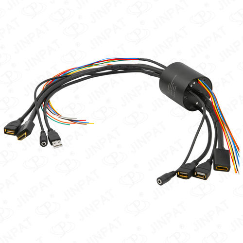 Вращающийся коллектор USB - LPT000-0204-0202-07S-HD01-02U2 - JINPAT Electronics Co., Ltd. - HDMI / с проходом в центре / металлический