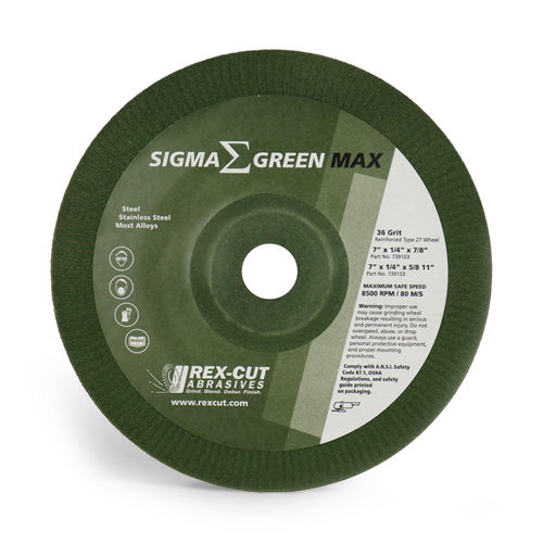 Точильный круг для очистки - Sigma Green Max  - Rex-Cut Abrasives - плоский / с оксидом алюминия / со смещенной втулкой