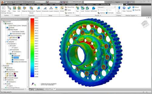 Nastran finite element analysis model with structural simulation results