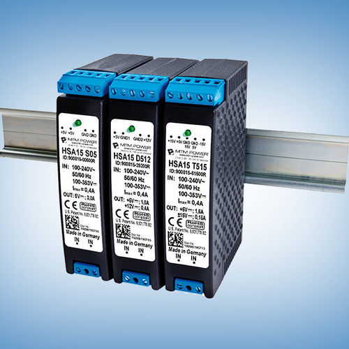 Источник электропитания на DIN-рейке - HSA15 T512 - MTM Power Messtechnik Mellenbach GmbH - AC/DC / с тремя выходами / для использования в промышленности