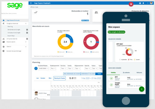 Программное обеспечение для управления - Sage Espace Employés - Sage bäurer GmbH - автоматизации документооборота / для расчета зарплаты / письменного стола