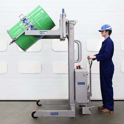 Пневматический подъемник для бочек - STP01-DRU01-SS-Ex - STS - Bespoke Handling Equipment - для сжатого воздуха / вращающийся / из нержавеющей стали