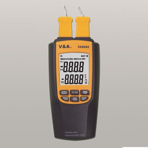 Термометр с термопарой - VA8060 - Shanghai Yi Hua V&A Instrument Co., Ltd. - с двойным индикатором / переносной / компактный