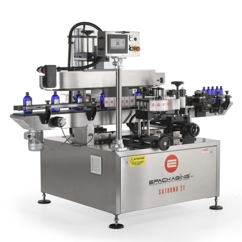Этикетировочная машина контролируемая PLC - Saturno 2T Full - E-Packaging Srl - для бутылок / шпуля / для наклеивания на боковую часть