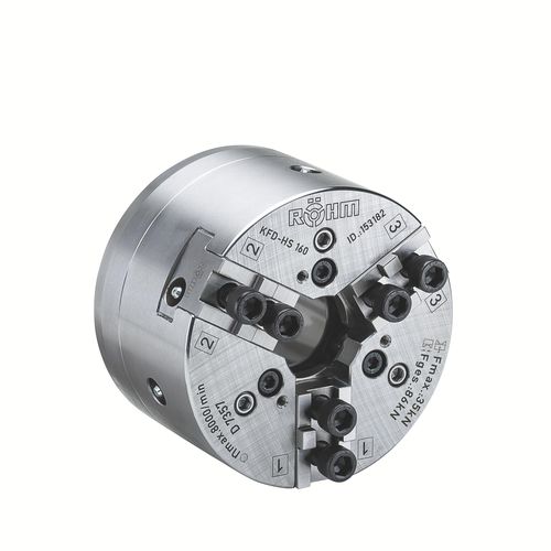 Автоматический токарный патрон - KFD-HS - RÖHM GmbH - трехкулачковый / механизированный / с проходом в центре