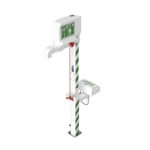 Напольный аварийный душ - STD-MH-15KS/11KS - Hughes Safety Showers - для открытого пространства / для опасных сред / с фонтаном для промывки глаз