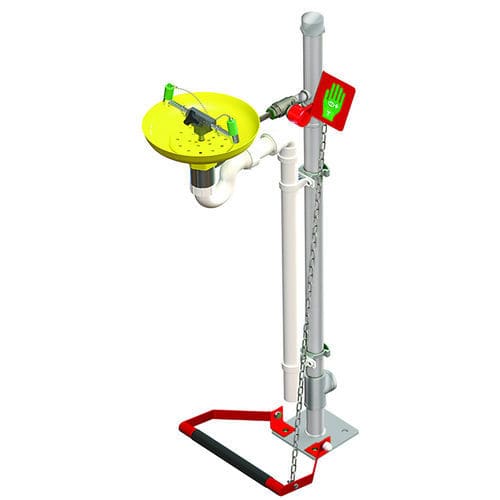 Напольный фонтанчик для промывки глаз - STD-75G/P - Hughes Safety Showers - из пластика / для опасных сред / для интерьера