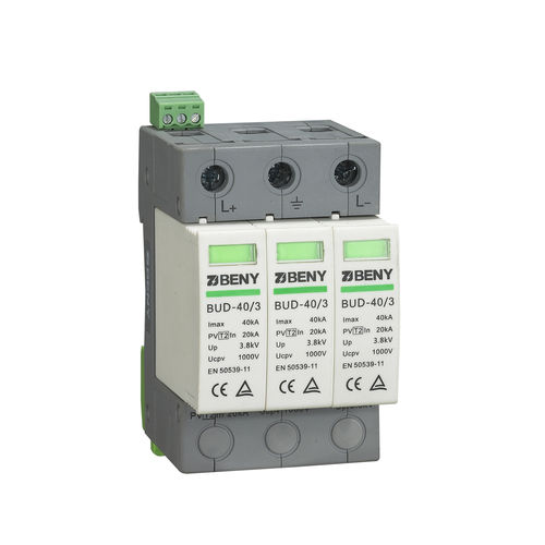 Молниеотвод тип 2 - BUD-40/3R - Zhejiang Benyi Electrical Co.,ltd. - для фотогальванической установки / 3 полюса / на DIN-рейке