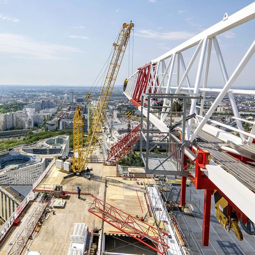 Башенный кран деррик - 200 DR 5/10 Litronic - Liebherr Cranes - фиксированный / для строительства / для фасада здания