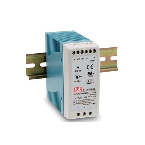 Источник электропитания на DIN-рейке - DRA-40 series  - Mean Well - AC/DC / с одним выходом / регулируемый