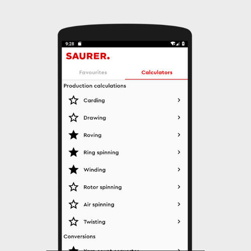 Программное обеспечение для расчетов - SAURER SCHLAFHORST - машины / процесса / Android