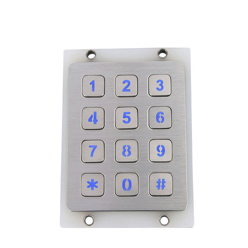Цифровая клавиатура из матового алюминия - CT-KPS01-12-RM-BL - NingBo ChenTe electronics Technologies Co.,Ltd - 12 клавиш / настенная / пьезоэлектрическая
