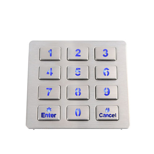 Цифровая клавиатура 12 клавиш - CT-KPS10-12-TM-BL - NingBo ChenTe electronics Technologies Co.,Ltd - встраиваемая / из нержавеющей стали / IP65