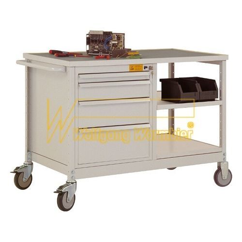 Тележка для цеха - Wolfgang Warmbier GmbH & Co. KG Systeme gegen Elektrostatik - из стали / 2 уровня / с выдвижным ящиком