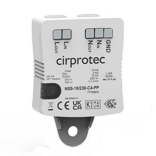 Молниеотвод тип 2 - NSS-10/230-C4-PP - Cirprotec - тип 3 / класс II / класс III