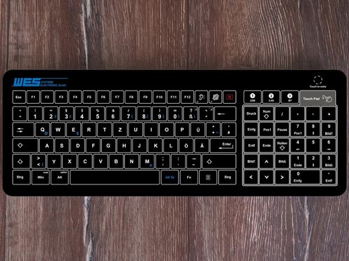 Встраиваемая клавиатура - GLAS-TASTATUR-BL-TPW-NP - WES Systeme Electronic GmbH - емкостная / для использования в промышленности / медицинская