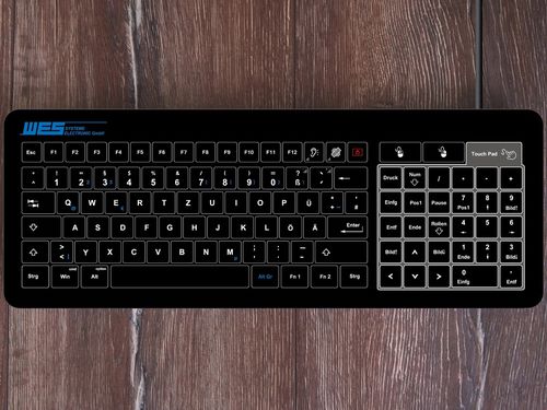 Встраиваемая клавиатура - GLAS-TASTATUR-BL-TPU-NP - WES Systeme Electronic GmbH - емкостная / с сенсорной панелью / для использования в промышленности