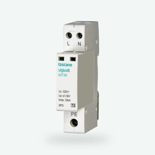 Молниеотвод тип 2 - Vigivolt V2T-30 - Toscano Linea Electronica - от переходного тока / с варистором / на DIN-рейке