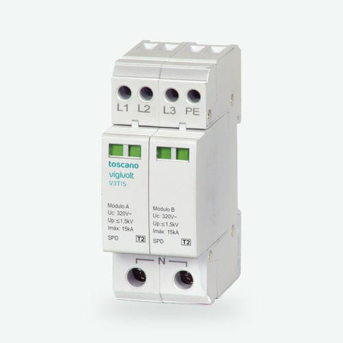 Молниеотвод тип 2 - Vigivolt V3T-15 - Toscano Linea Electronica - от переходного тока / с варистором / с выбросом газа