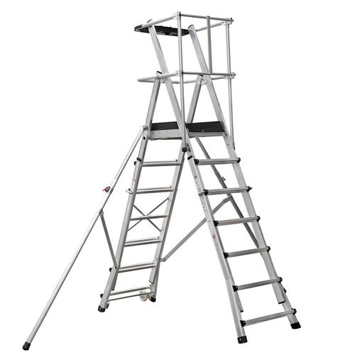 Выдвижная лестница из алюминия - AO134  - CAGSAN  LADDERS - телескопическая / с платформой / для обеспечения безопасности