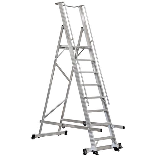 Выдвижная лестница из алюминия - KP  - CAGSAN  LADDERS - складная / с платформой