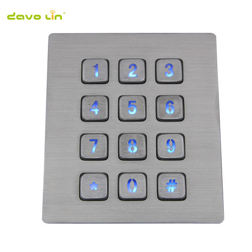 Цифровая клавиатура 12 клавиш - D-8208J-backlight - ShenZhen DAVO Electronics Co., Ltd - встраиваемая / из нержавеющей стали / из нержавеющей стали