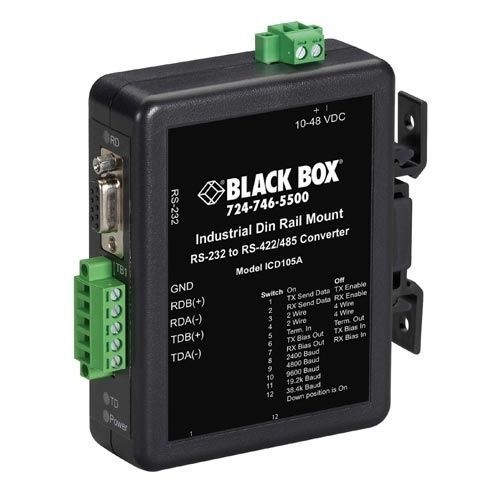 Преобразователь RS-485 - ICD107A - Black Box - Modbus / ретранслятор / монтируемый на DIN-рейке