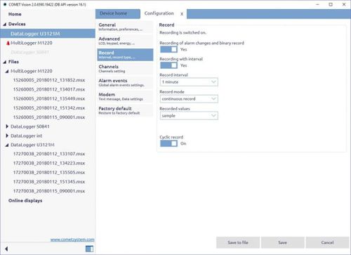 Программное обеспечение для управления - VISION 2.0 - COMET SYSTEM, s.r.o. - для анализа