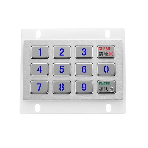 Цифровая клавиатура с подсветкой - KY2120-LED - Shenzhen KEYU Co., Ltd  - 12 клавиш / встраиваемая / из нержавеющей стали