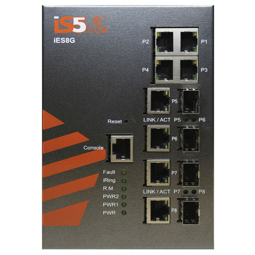 Управляемый коммутатор Ethernet - iES8G - iS5 Communications - 8 портов / Gigabit Ethernet / на DIN-рейке