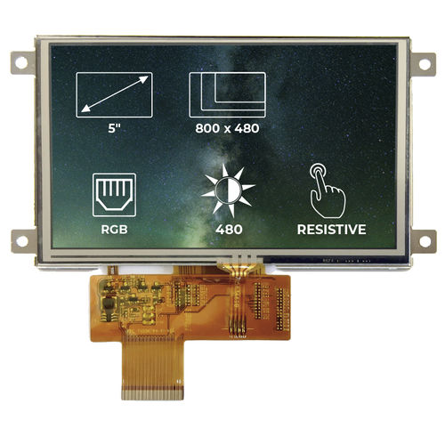 Блок индикации TFT - RVT50AQTFWR00 - Riverdi - с резистивным сенсорным экраном / 800x480 / промышленный