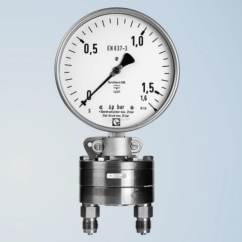 Дифференциальный манометр - DKU 100 - Schmierer GmbH - со шкалой / резьбовой / из нержавеющей стали