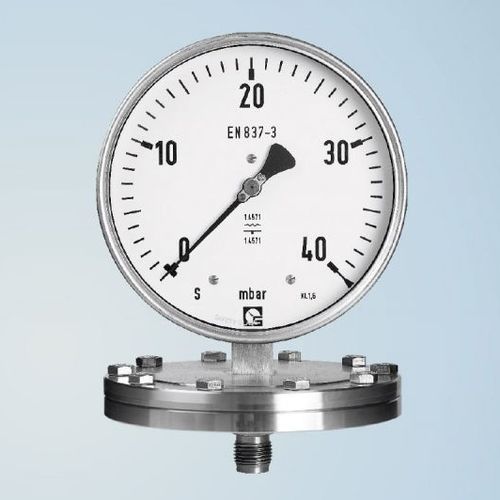 Мембранный манометр - PKU 100 - Schmierer GmbH - со шкалой / с фланцем / встраиваемый